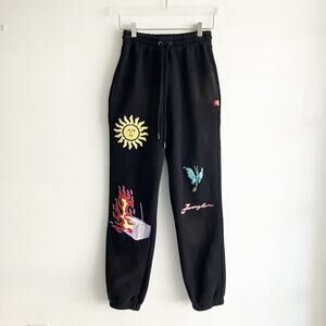 Pls Read Jungles Jungles Small Sweatpants Black Embellished Sun TV Butterfly
